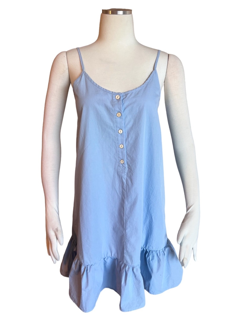 ILLA ILLA Light Blue Ruffle-Hem Spaghetti Strap Dress